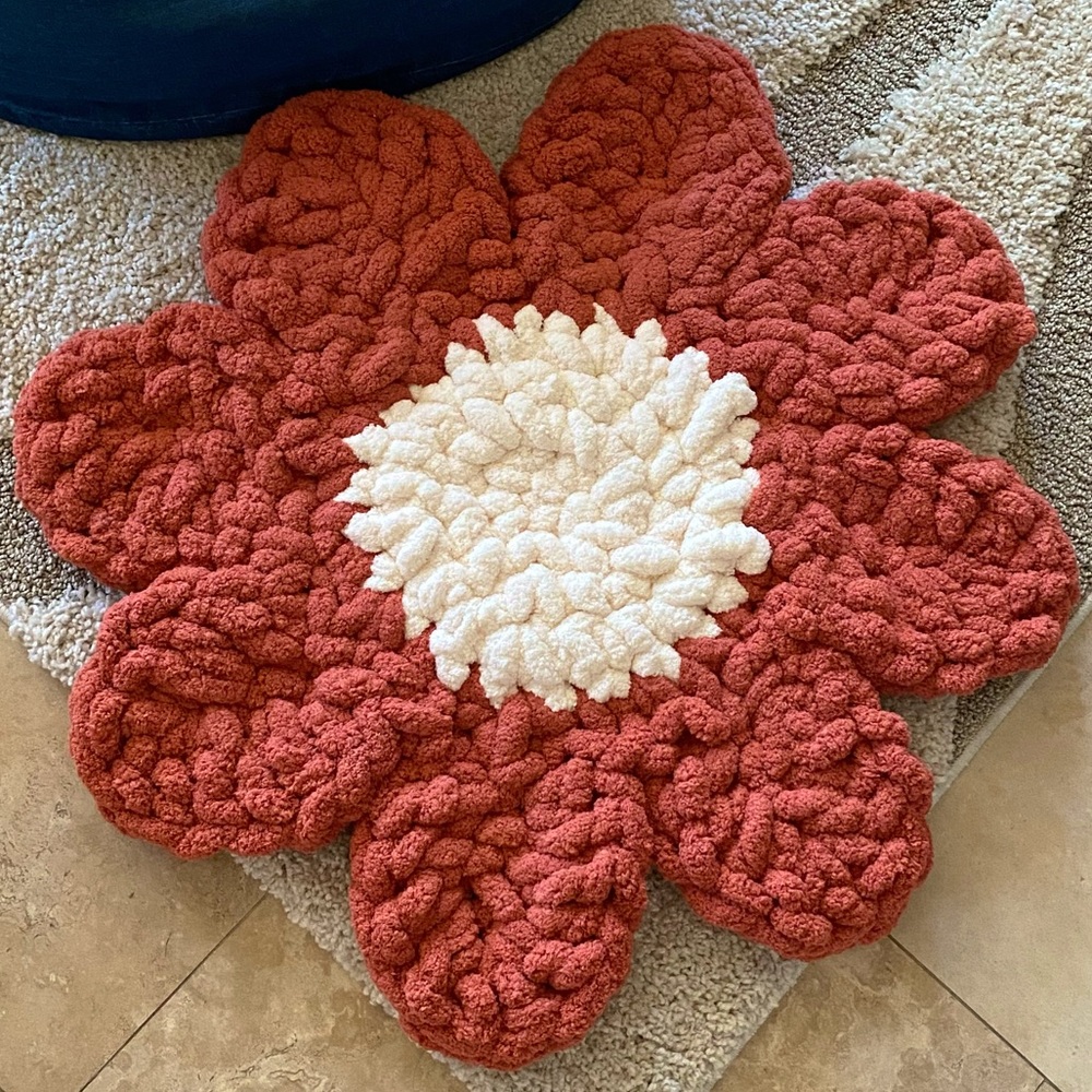 Hand Crocheted Flower Rug - MADE TO ORDER
